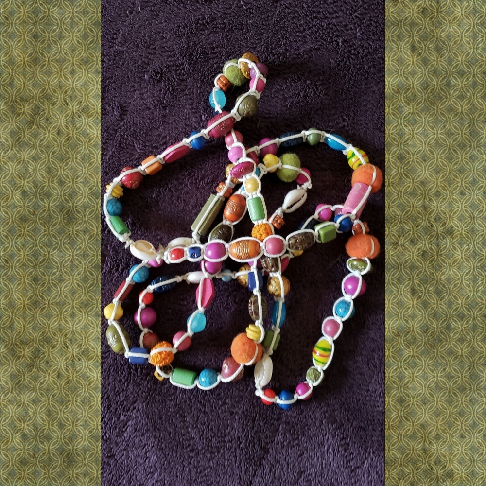 Extra long multi colored beaded necklace